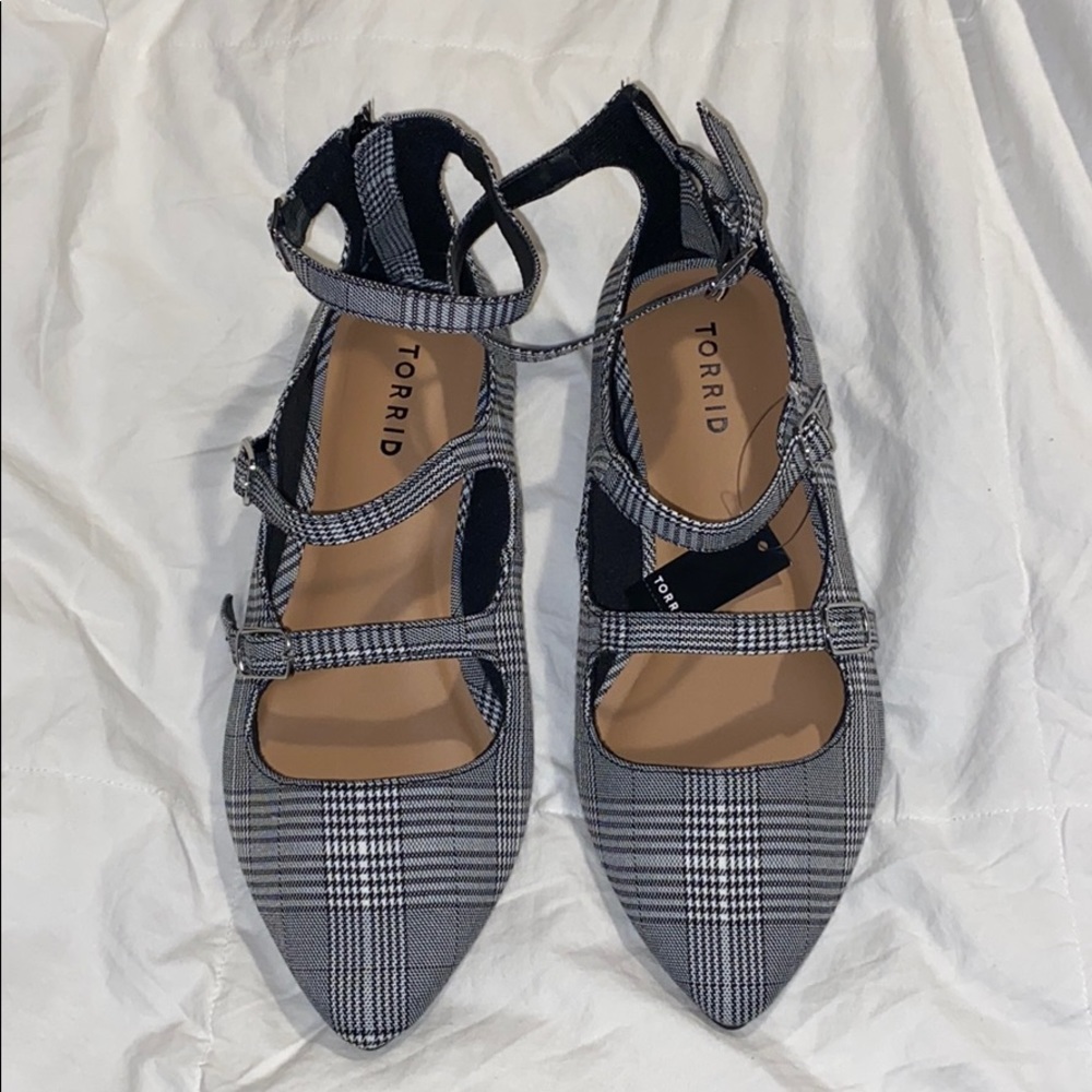 Gray Plaid flats